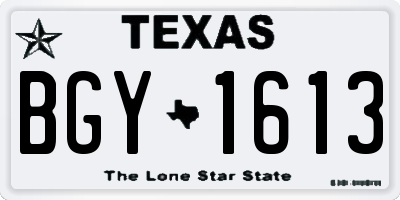TX license plate BGY1613