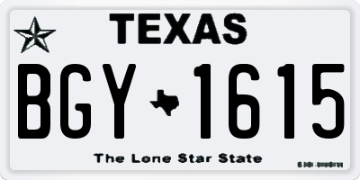 TX license plate BGY1615