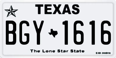 TX license plate BGY1616