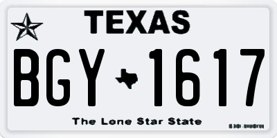 TX license plate BGY1617
