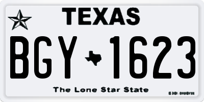 TX license plate BGY1623