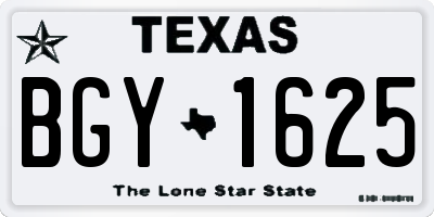 TX license plate BGY1625