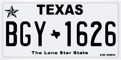 TX license plate BGY1626