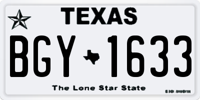 TX license plate BGY1633