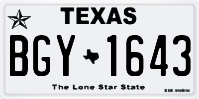TX license plate BGY1643