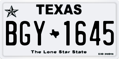 TX license plate BGY1645