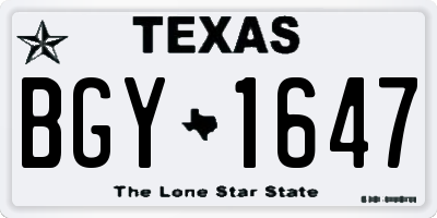 TX license plate BGY1647