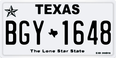 TX license plate BGY1648