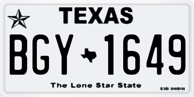 TX license plate BGY1649