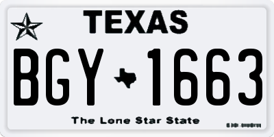 TX license plate BGY1663