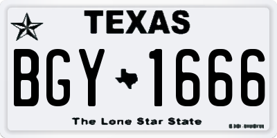 TX license plate BGY1666