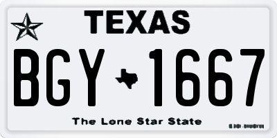 TX license plate BGY1667