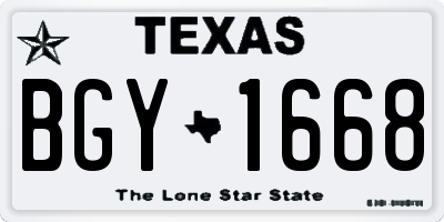 TX license plate BGY1668