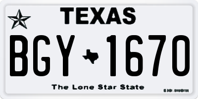 TX license plate BGY1670