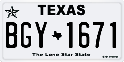 TX license plate BGY1671