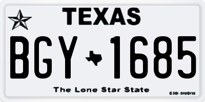 TX license plate BGY1685