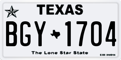 TX license plate BGY1704