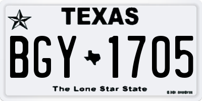 TX license plate BGY1705