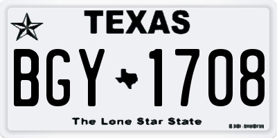 TX license plate BGY1708