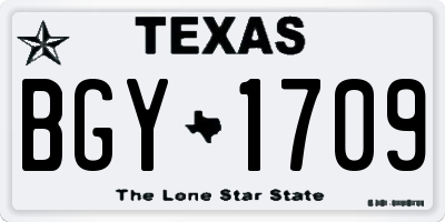 TX license plate BGY1709
