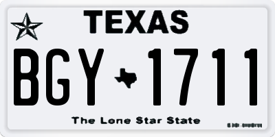 TX license plate BGY1711