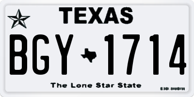 TX license plate BGY1714