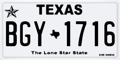 TX license plate BGY1716