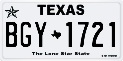 TX license plate BGY1721