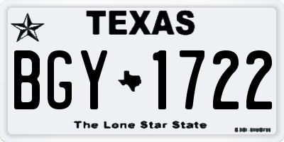 TX license plate BGY1722