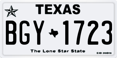 TX license plate BGY1723