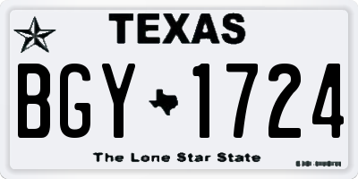 TX license plate BGY1724