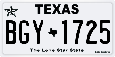 TX license plate BGY1725