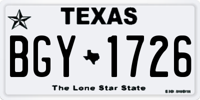 TX license plate BGY1726
