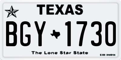 TX license plate BGY1730