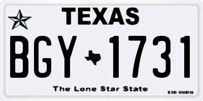 TX license plate BGY1731
