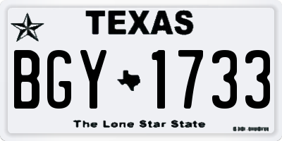 TX license plate BGY1733