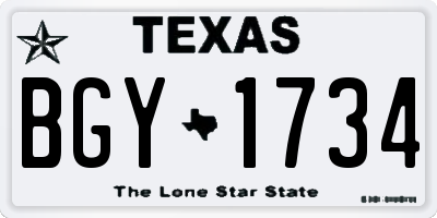 TX license plate BGY1734