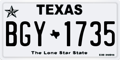 TX license plate BGY1735