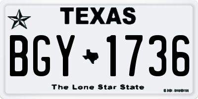 TX license plate BGY1736