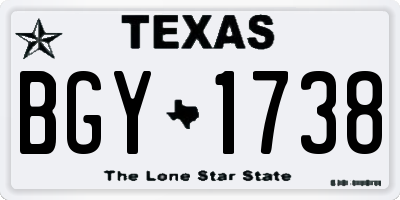 TX license plate BGY1738