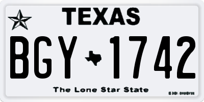 TX license plate BGY1742