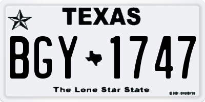 TX license plate BGY1747