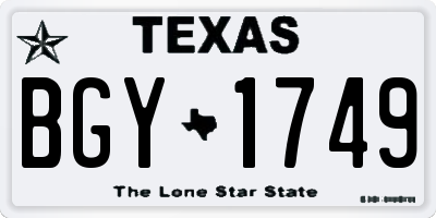 TX license plate BGY1749
