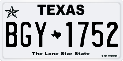 TX license plate BGY1752