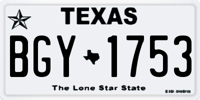 TX license plate BGY1753