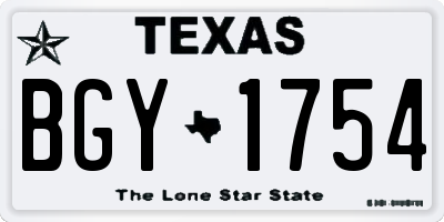 TX license plate BGY1754