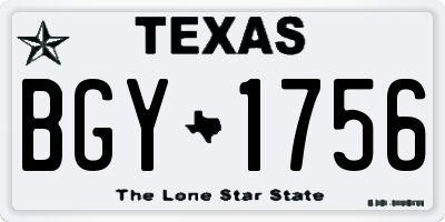 TX license plate BGY1756