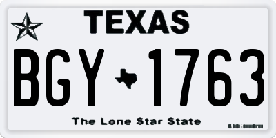 TX license plate BGY1763