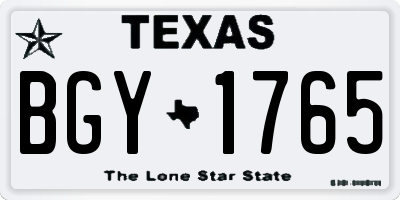 TX license plate BGY1765