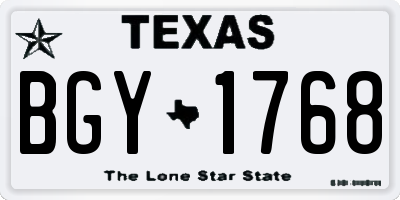 TX license plate BGY1768